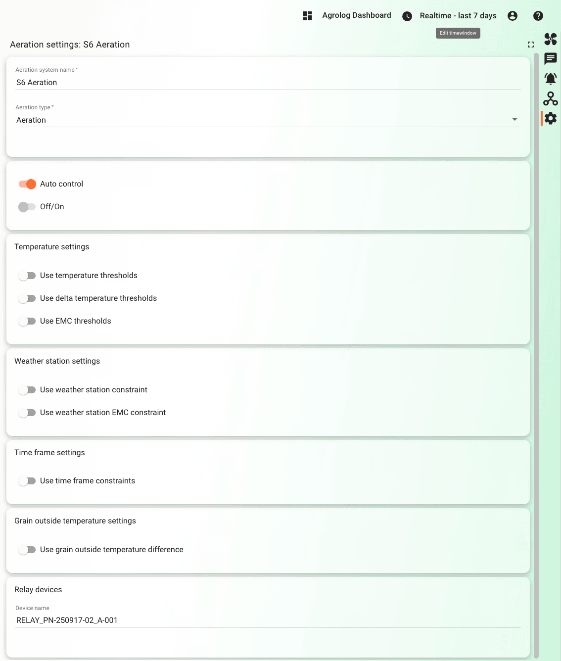 Управление аэрацией в AgroLog Manager Управление аэрацией в AgroLog Manager